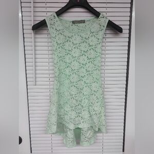 Finn & Clover Lace Tunic Top Womens Small Mint Green High Low Cottagecore Fairy
